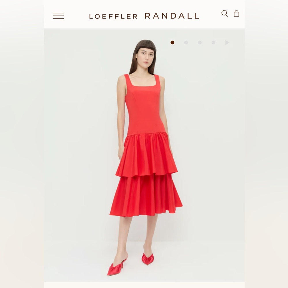 Loeffler Randall Celestina Double Tier Vibrant Red Dress